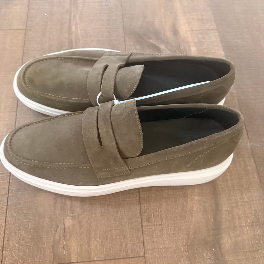 GoodMan Brand Men's Suede Loafer‎ Sneakers Taupe Size 14 Made in Italy $238